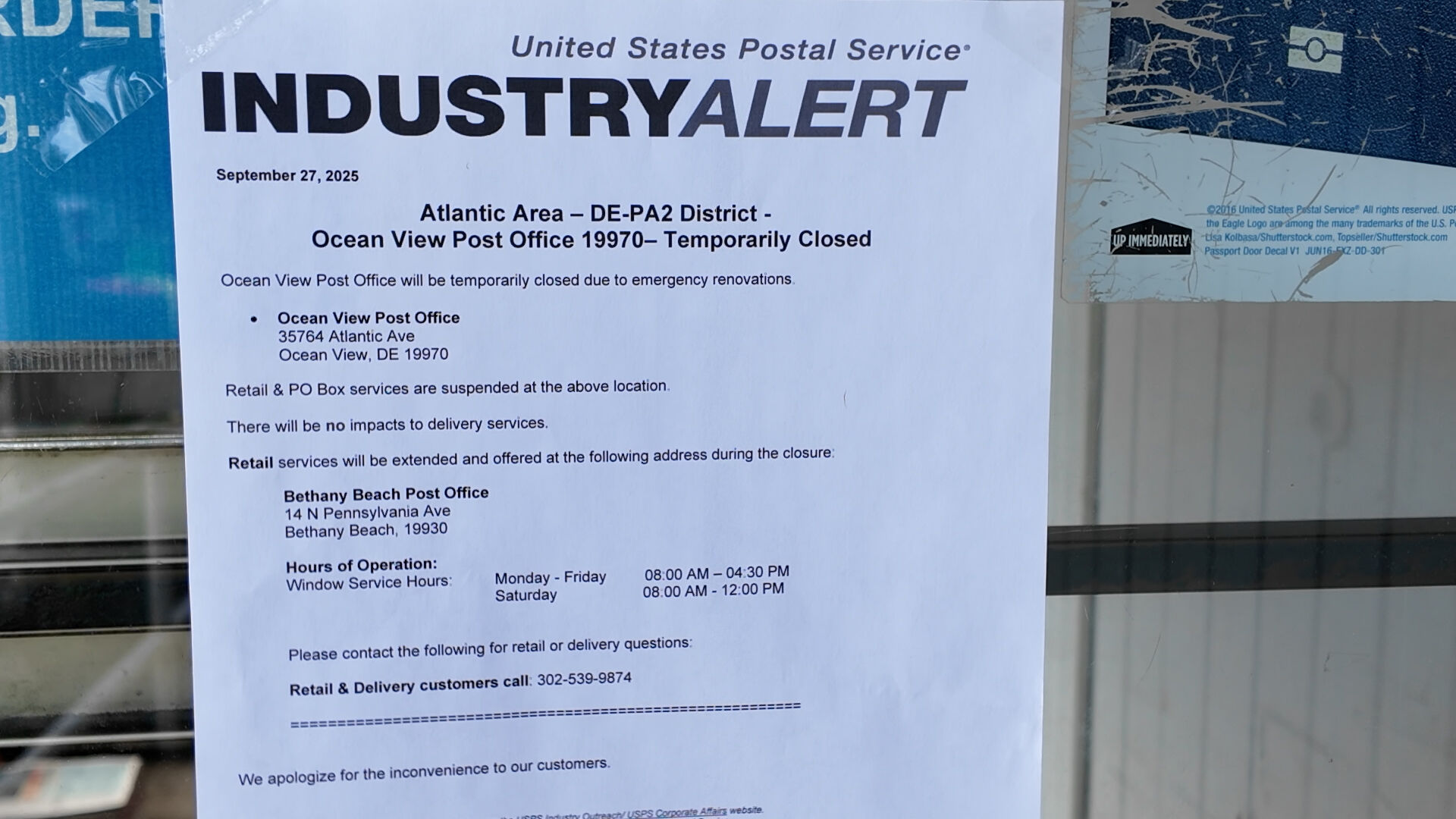 Notice posted